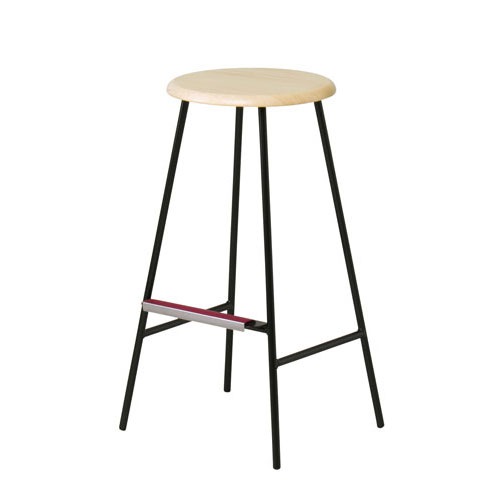 ハイチェア 天然木座面 幅400×奥行345×高さ720mm スチール脚