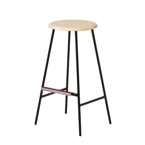 ハイチェア 天然木座面 幅400×奥行345×高さ720mm スチール脚