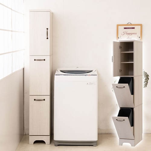 ランドリーラック 幅25cm 薄型 木製 扉付き fy-0083（商品番号：15-fy