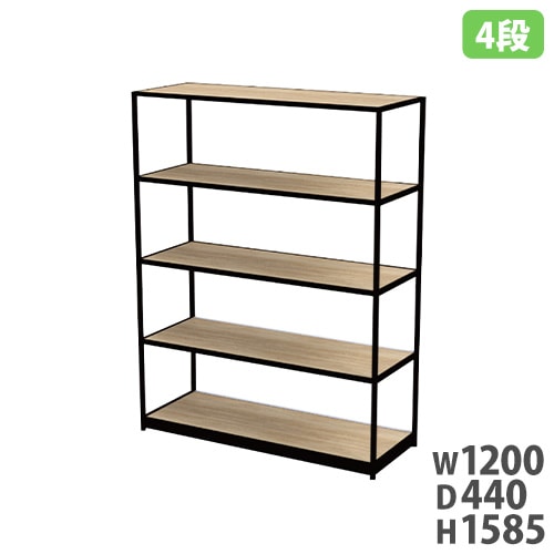 オープンラック 幅900×高さ1585mm 4段 木目調 シェルフラック FDSHF