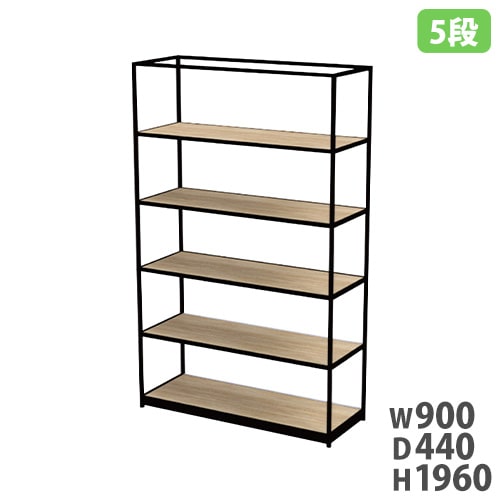 オープンラック 幅900×高さ1585mm 4段 木目調 シェルフラック FDSHF