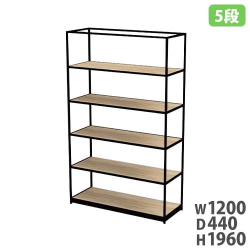 オープンラック 幅1200×高さ835mm 2段 木目調 シェルフラック FDSHF