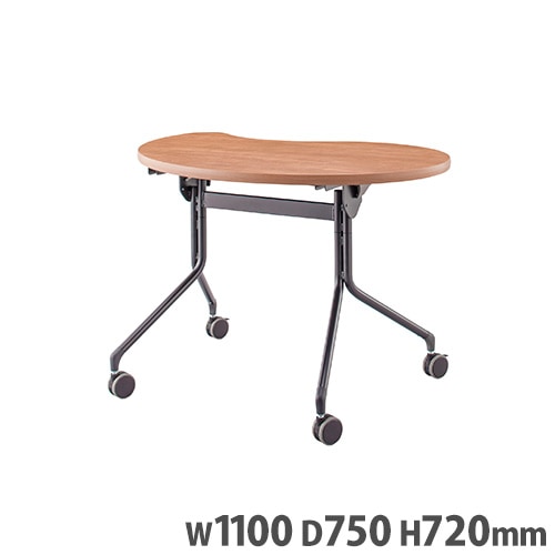 フラップテーブル 幅1100×高さ720mm キャスター付き スタッキングテーブル フォールディングテーブル スクエア型 ブラックフレーム 折りたたみ 木目調 ESC-FS-B フラップテーブル 幅1100×高さ720mm キャスター付き スタッキング
