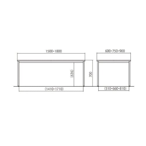 会議用テーブル 幅1800×高さ700mm 角型 角脚タイプ ミーティング