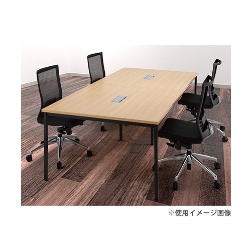 中古　PLUS　W2400 ミーティングテーブル　WKT-2412KH　龍ヶ崎倉庫 会議テーブル W2400 フリーアドレス スラント脚 コードホール付き