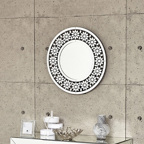 ミラー 直径60cm 丸型 フック付き 壁掛けミラー 85016