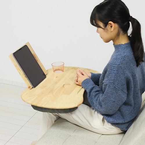 クッションテーブル 幅66cm 天然木 膝上テーブル ノートPCスタンド