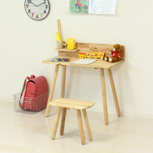 デスクセット 幅75cm 天然木 デスク スツール 14303（商品番号：20