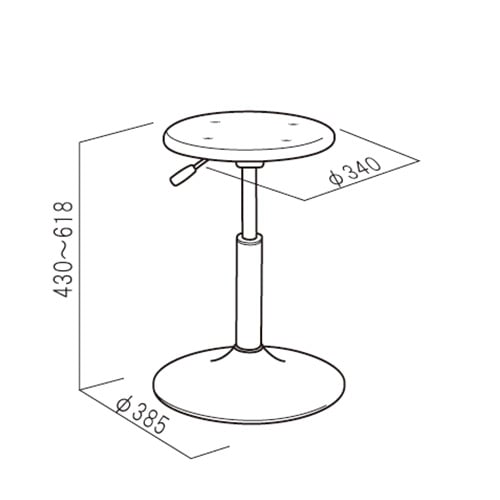 スツール 座面高430～618mm 高さ調節可能 丸椅子 ラウンド