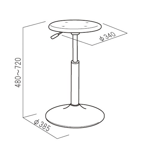 スツール 座面高480～720mm 高さ調節可能 丸椅子 ラウンド
