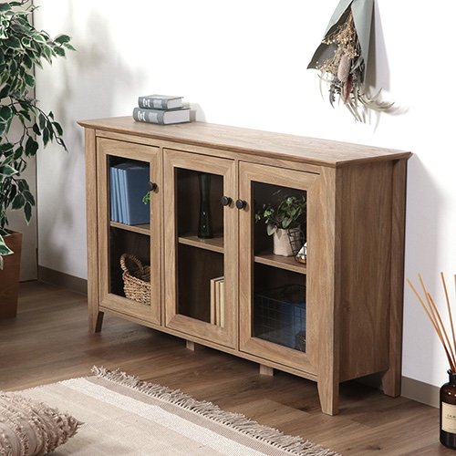 キャビネット 幅1200×奥行290×高さ710mm ガラス扉 サイドボード