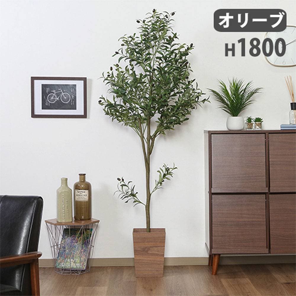 フェイクグリーン オリーブ 幅600×奥行600×高さ1800mm アート