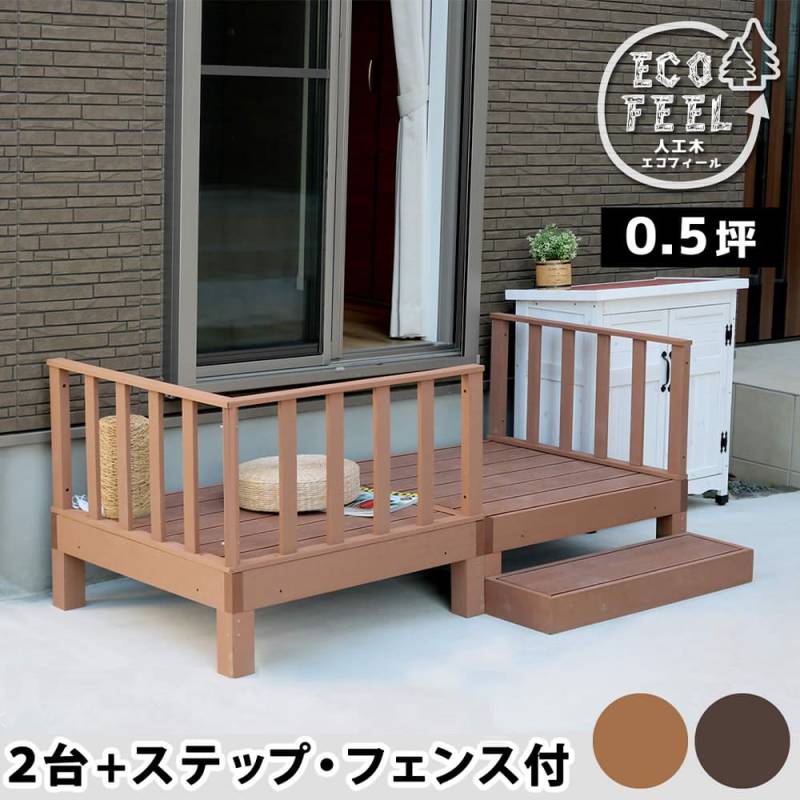 ウッドデッキ セット 0.25坪 ステップ 人工木 PWDE-1P-STP（商品番号