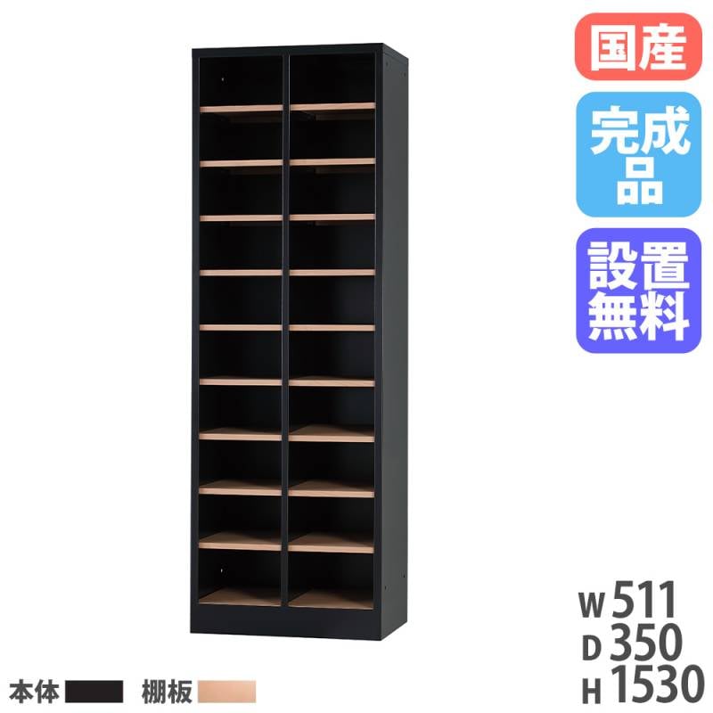 シューズロッカー 2列10段 高さ1530mm 木目 靴箱 USL-210-MB-NT（商品