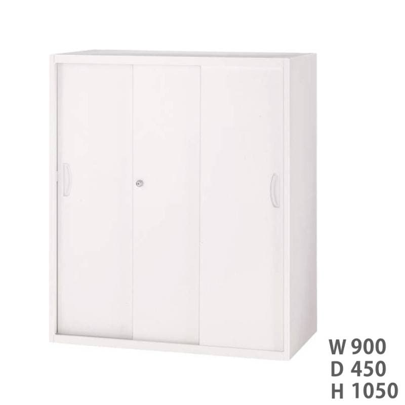3枚引戸書庫 ライオン事務器 SVシリーズ 幅900×奥行450×高さ1050mm