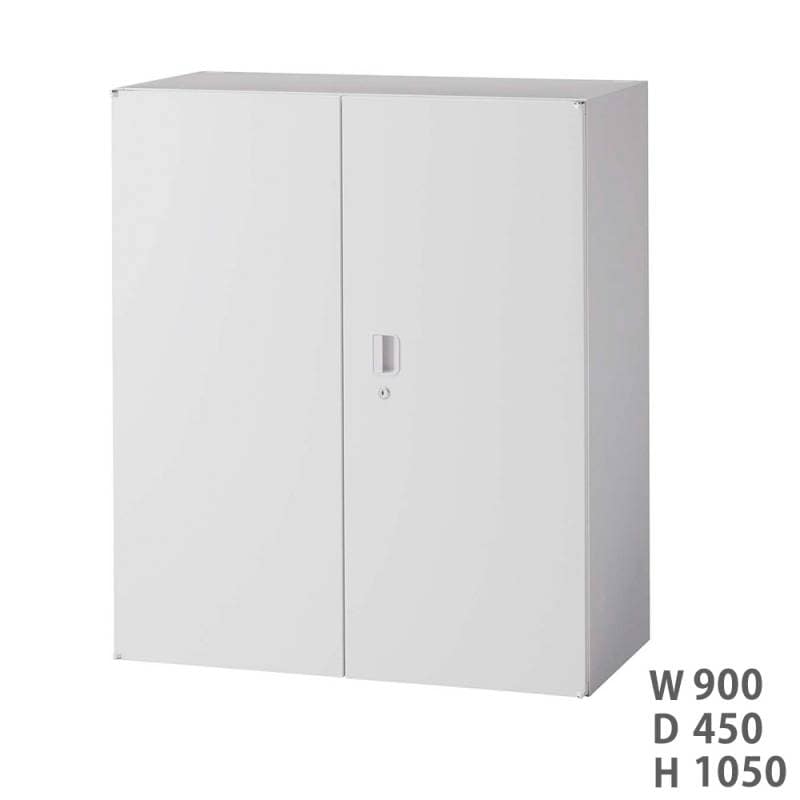 両開き書庫 ライオン事務器 LEO 上置き 幅900×奥行450×高さ1050mm LEW-11H