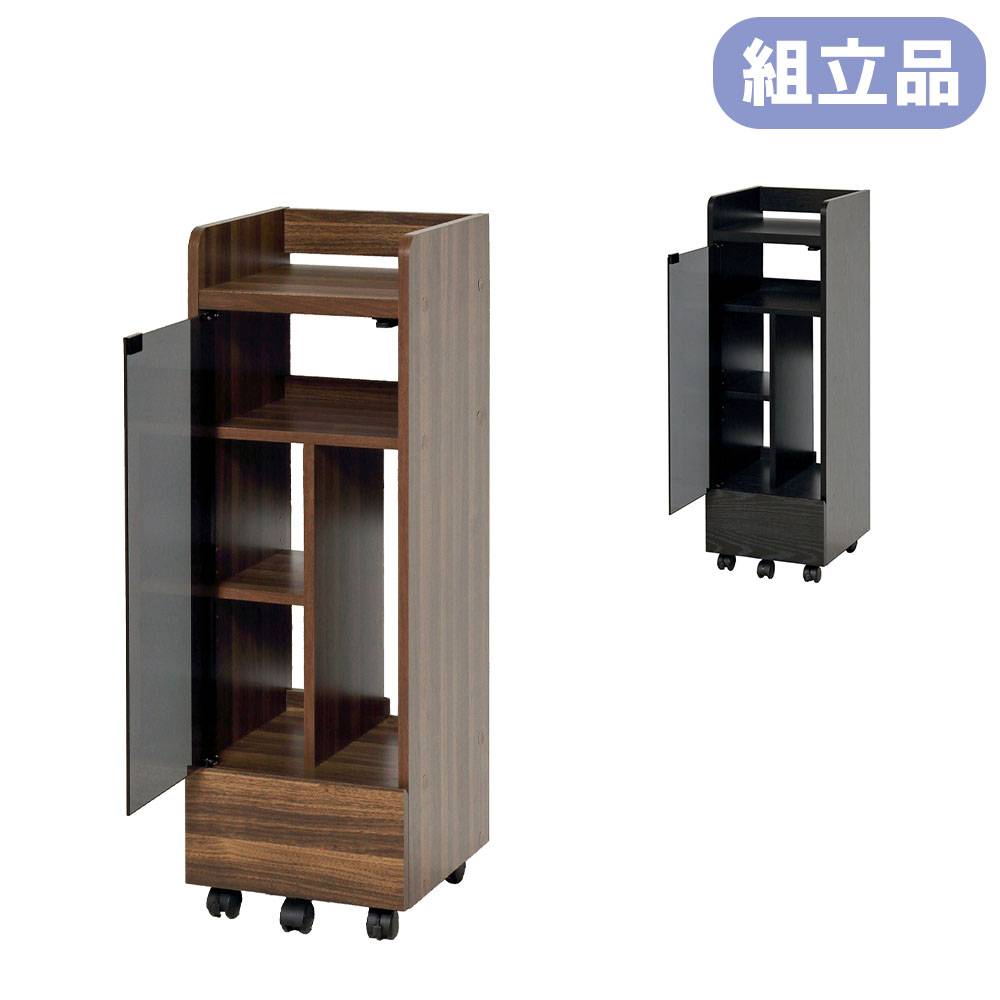 【出桁入母屋化粧造り】コンソールBOX棚【ブラックレザー】 ゲーム機ラック クロシオ 収納 収納棚 キャスター付き 25237-25241