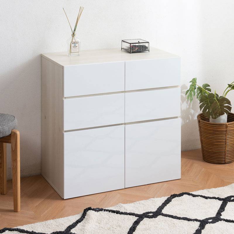 スクエアキャビネット 引き出し 2列3段 サイドボード リビングボード