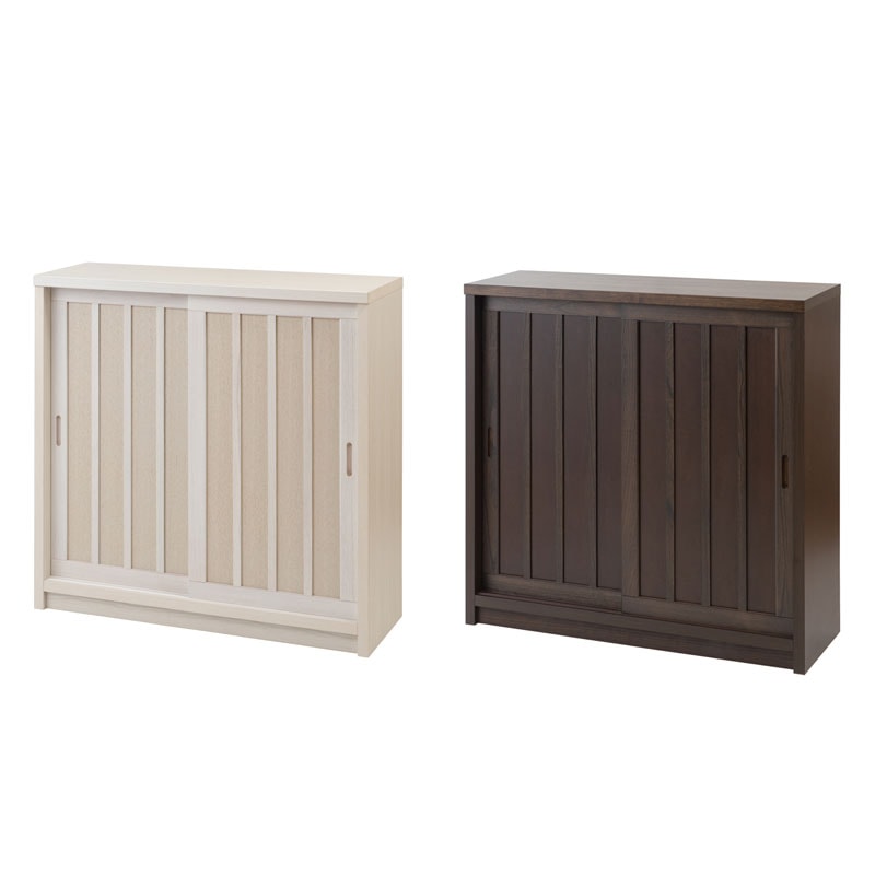 カウンター下収納 奥行30cm ガラス 引き戸 キャビネット 幅90 食器棚