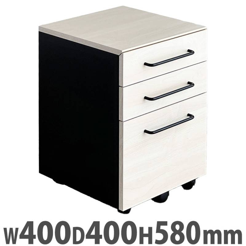 サイドワゴン 東馬 3段 キャスター付き 幅400×奥行400×高さ580mm BRN-W