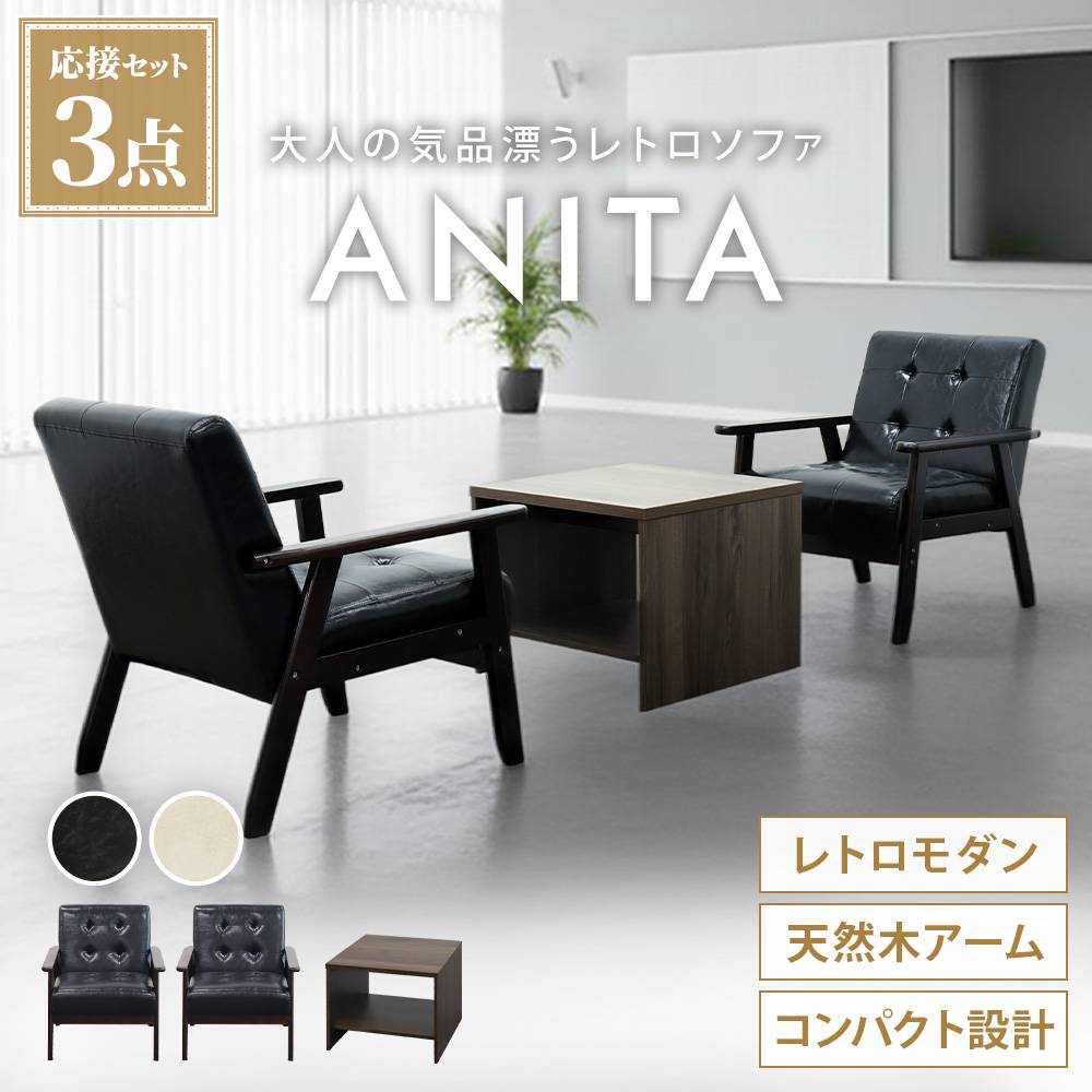 応接セット 3点セット 2人 応接 ソファ ANITA-2-1P2T5S（商品番号