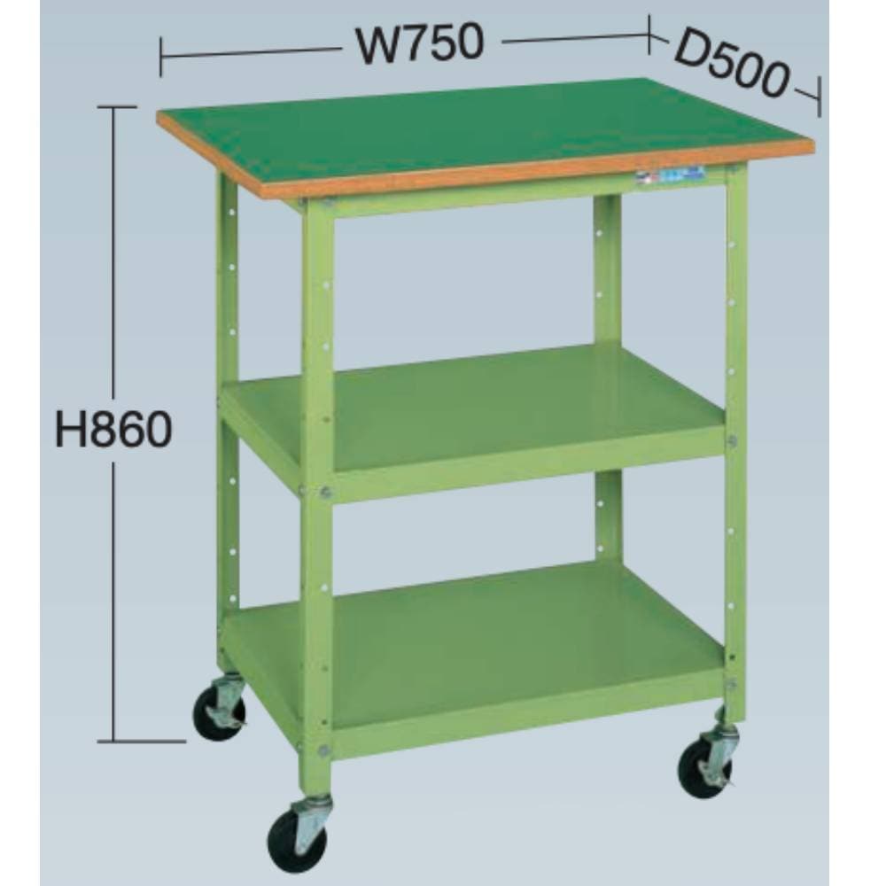 パバイエオーブン1段　架台付き 一人用作業台 サカエ 移動式 幅750×奥行500×高さ860mm ポリエステル天