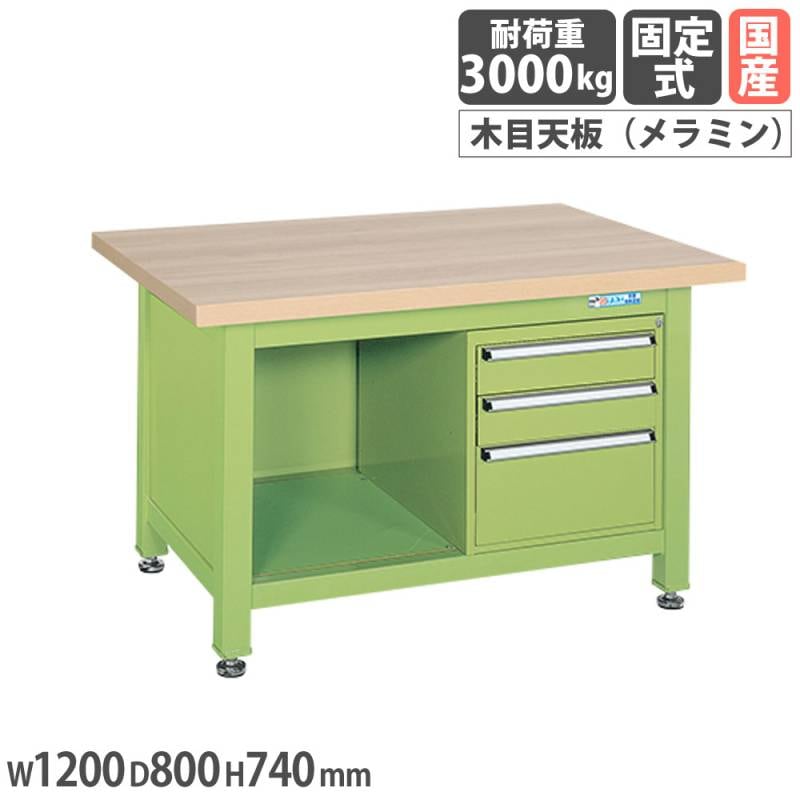 超重量作業台 サカエ Wタイプ 4段キャビネット付 中棚付 WM-8T4（商品