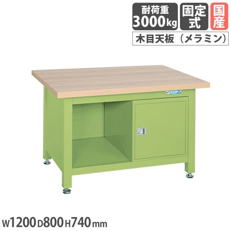 超重量作業台 サカエ Wタイプ 4段キャビネット付 中棚付 WM-8T4（商品