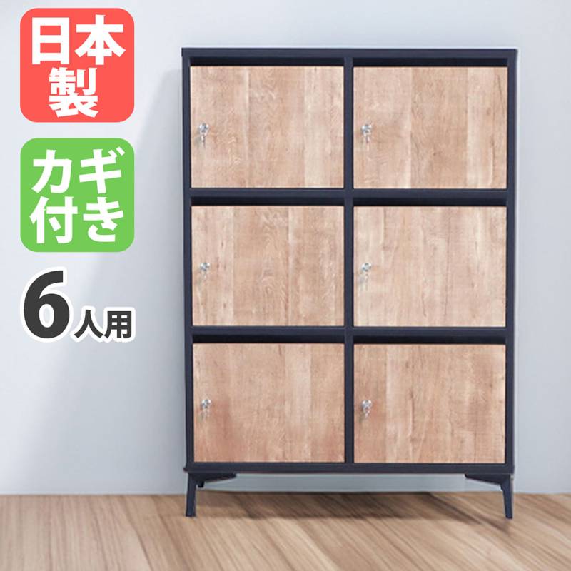 ロッカー 6人用 2列3段 鍵付き パーソナルロッカー TNS-6