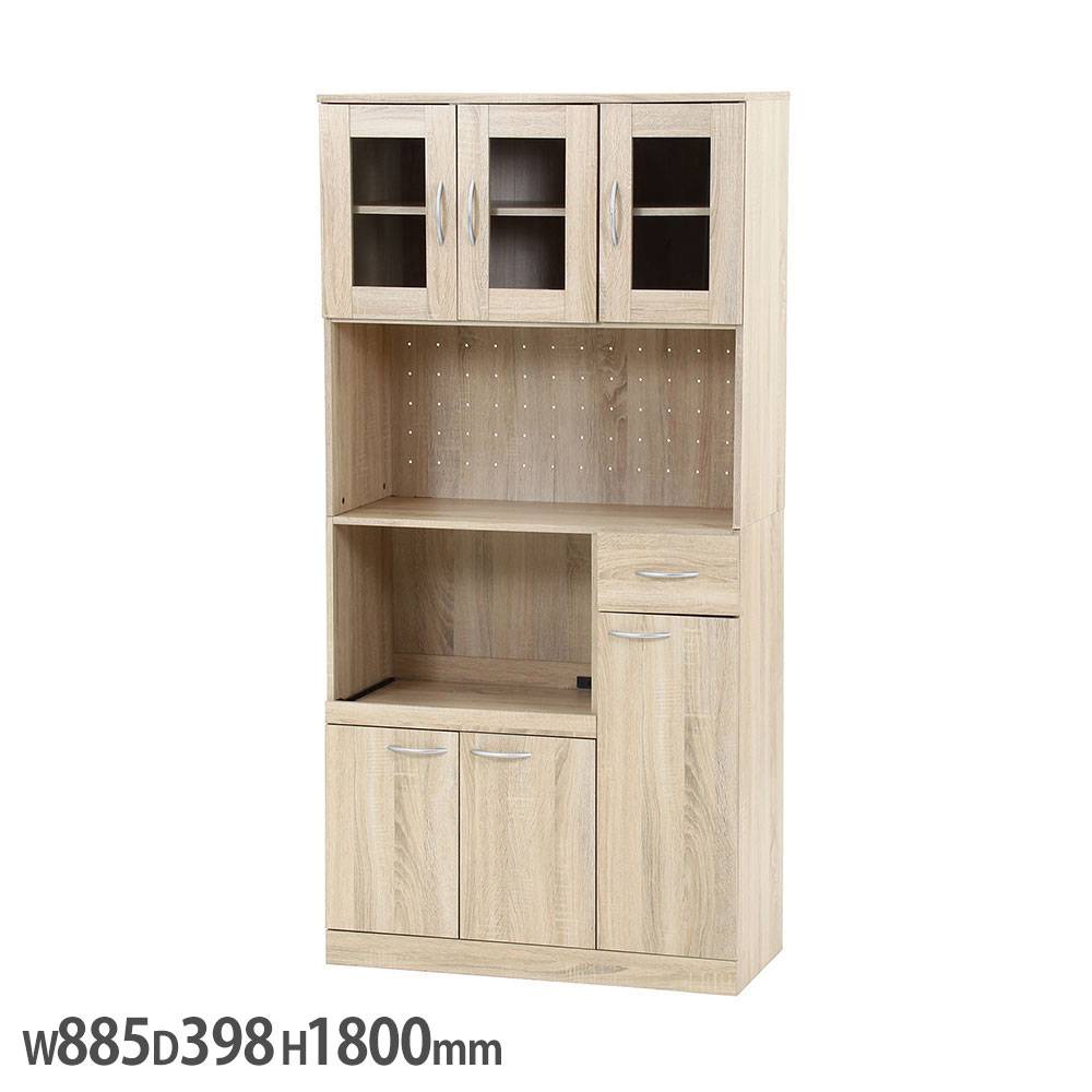 ハイキッチンボード 幅885×奥行398×高さ1800mm 耐荷重50kg ホワイト