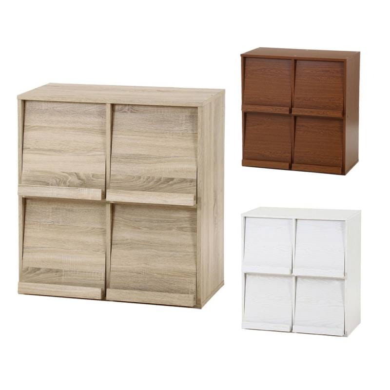 ディスプレイラック 4マス 幅800×奥行400×高さ850mm オーク オーク