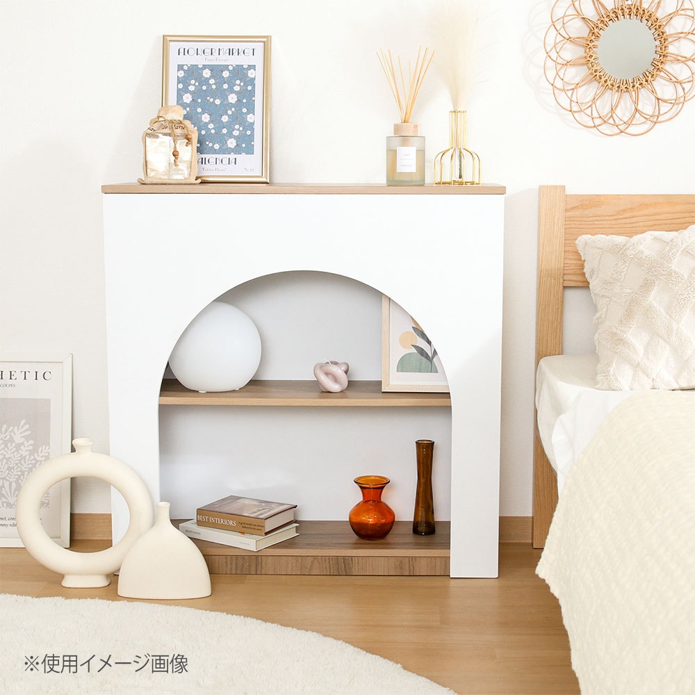 CHAMiLL マントルピース 幅800×奥行250×高さ800mm ナチュラル×ホワイト