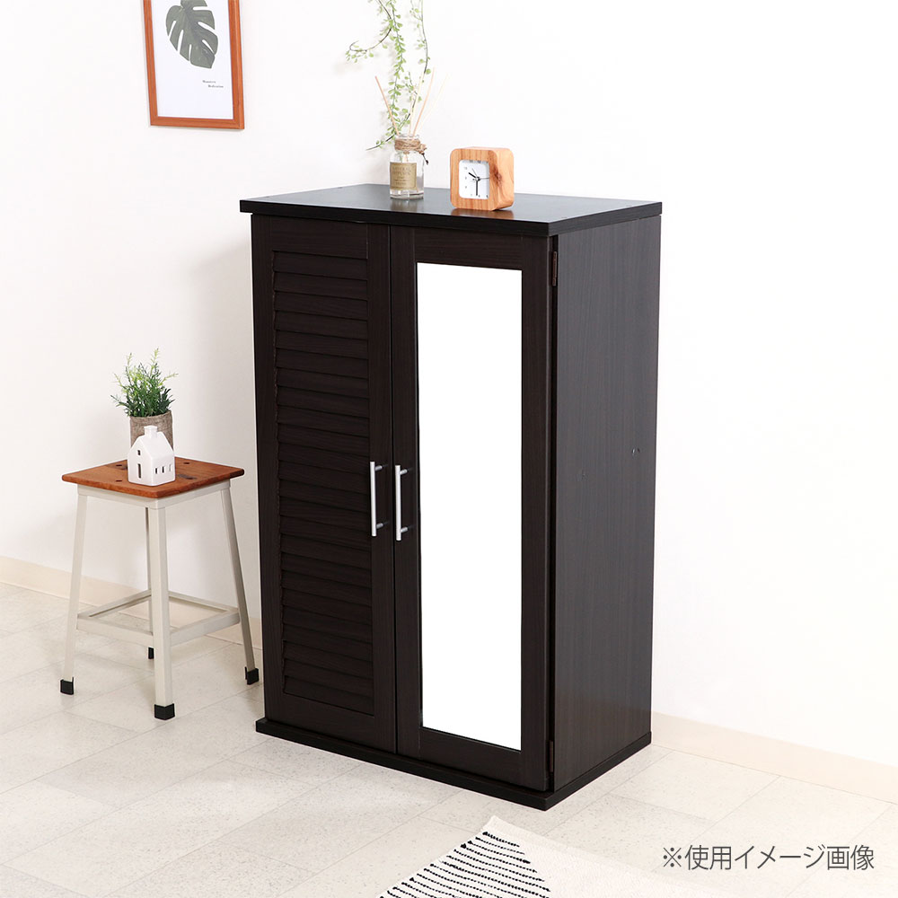 【新品・送料無料】ルーバー＆ミラー付きシューズボックス６０幅　ＢＲ ルーバー&ミラー付きシューズボックス 幅600×奥行345×高さ930mm