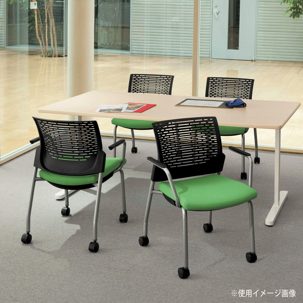 会議用イス ライオン事務器 スターブ 肘付 キャスター付 No1766F（商品