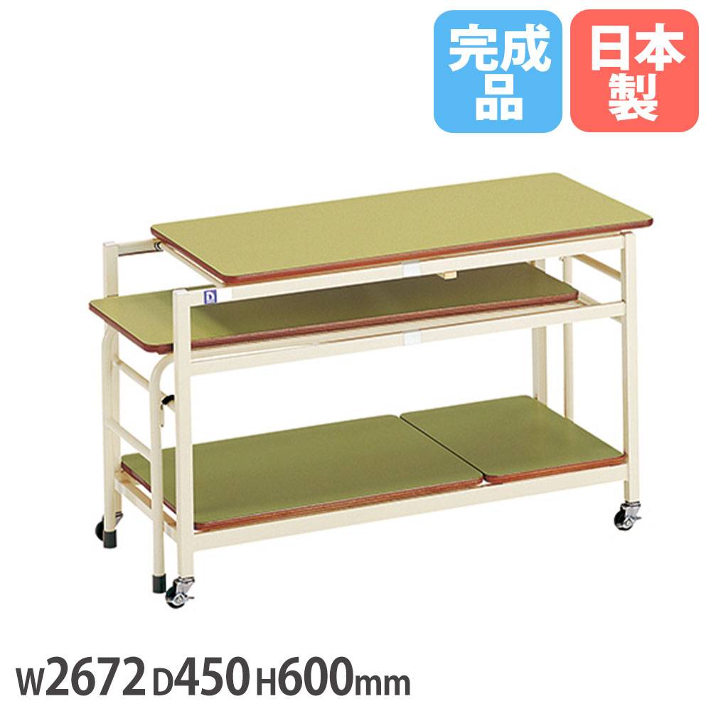 配膳台 幅1750×奥行450×高さ600mm 2段式 給食台 給食配膳台 EDH-2C