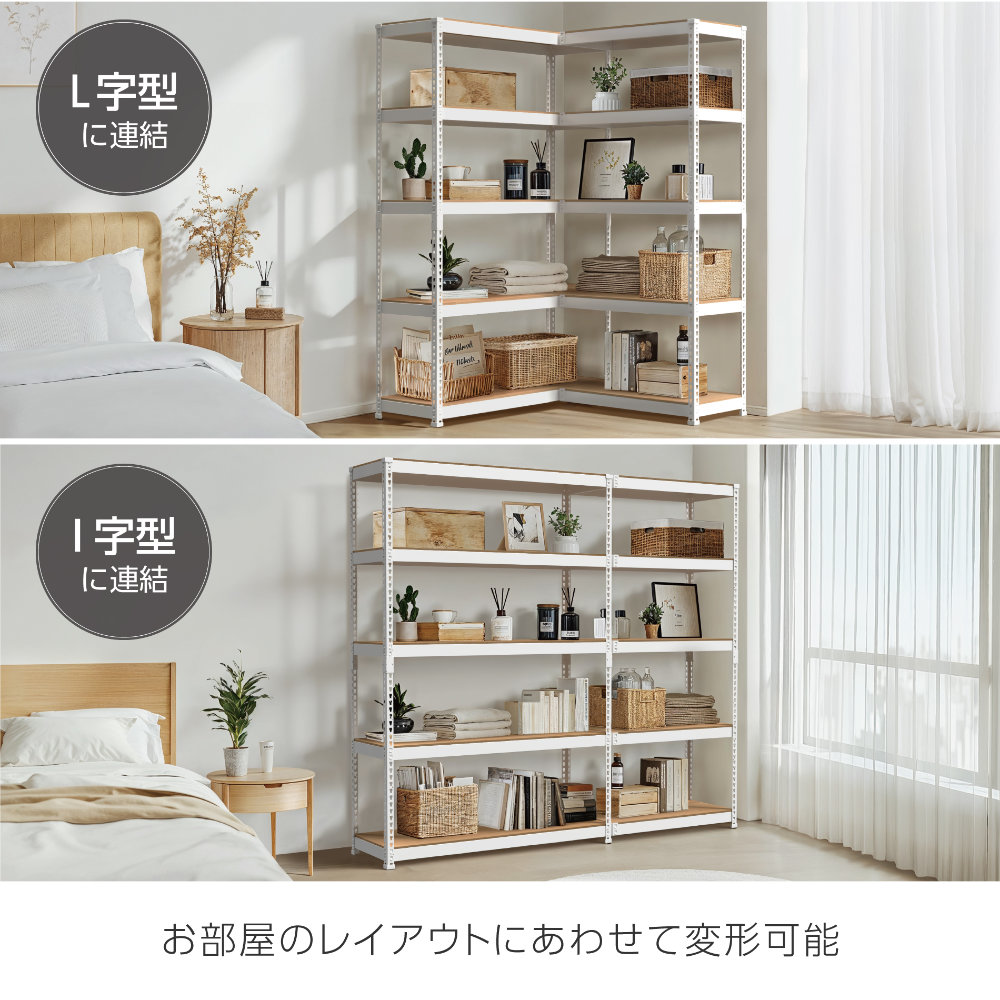 シェルフ 連結セット 幅81cm+幅121cm 5段+5段 スチールラック MK-C82N