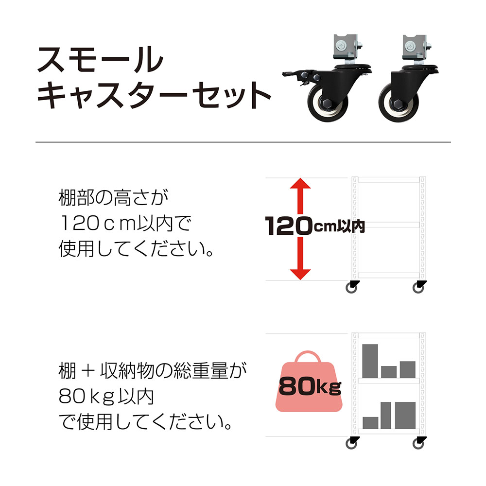ラック用キャスターセット スモール 4個入り 直径5cm MK-PCA1（商品