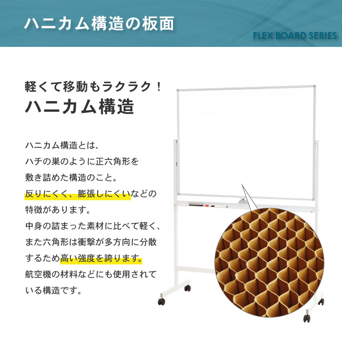 倉庫受取限定】 ホワイトボード 脚付き 両面 スチール 幅1800×高