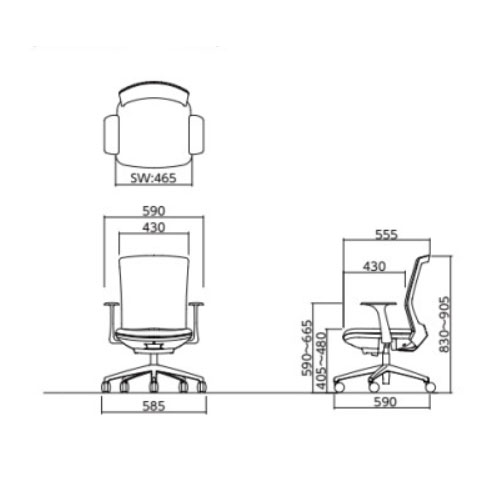 オフィスチェア デスクチェア 布張り 肘付き SFN-46M1-F（商品番号：59