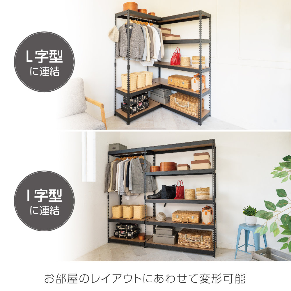 ハンガーラック 連結セット 幅81cm+幅81cm 3段+3段 スチールラック MK
