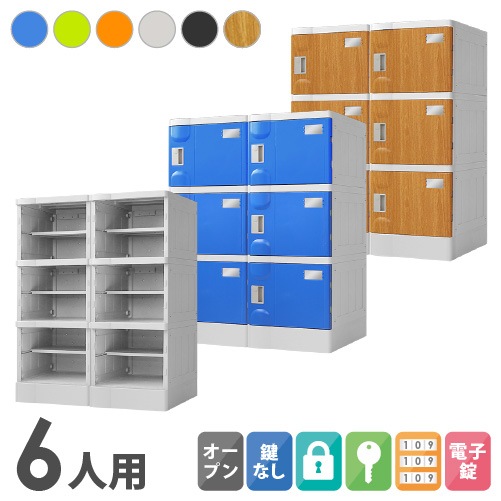 プラスチックロッカー 6人用 ロッカー 2列3段 Mサイズ A-390E-23