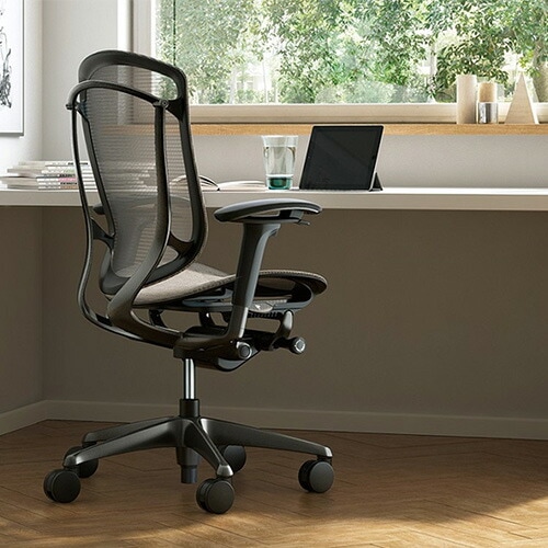 コンテッサ セコンダ オカムラ 固定肘 座クッション ランバーサポート付き ハンガー付き ハイバックタイプ ブラックフレーム ブラックボディ 椅子 CC44ZS CC44MS コンテッサ セコンダ オカムラ 固定肘 座クッション