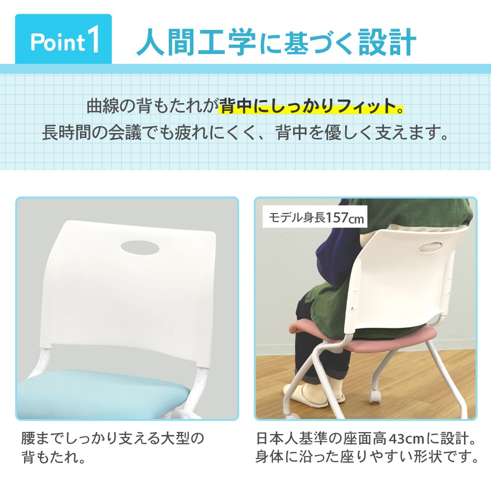 ミーティングチェア メッシュ 4脚セット ネスティングチェア Rap-NCM