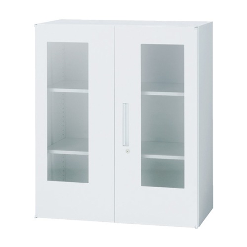 スチールキャビネット 両開き 窓付き書庫 鍵付き 幅900×奥行450×高さ1050mm TF-BG-11-9045-OW 東洋事務器工業