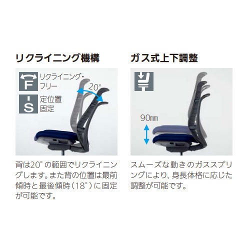内田洋行 エージェイチェア2 オフィスチェア ブラック 肘なし 5-372