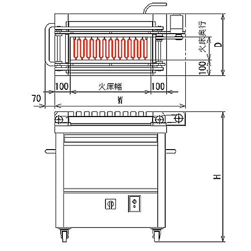電気グリラー 幅850×奥行400×高さ840mm ちくわ焼機 グリル 回転式 TY