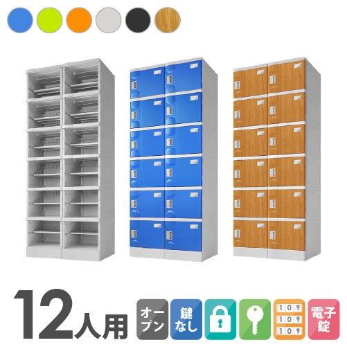 プラスチックロッカー 12人用 ロッカー 2列6段 Mサイズ A-390E-26
