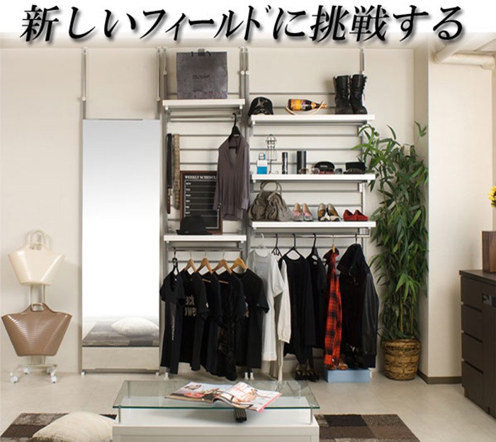 ハンガーラック 突っ張り ロッカータイプ 幅63cm パイプハンガー nj
