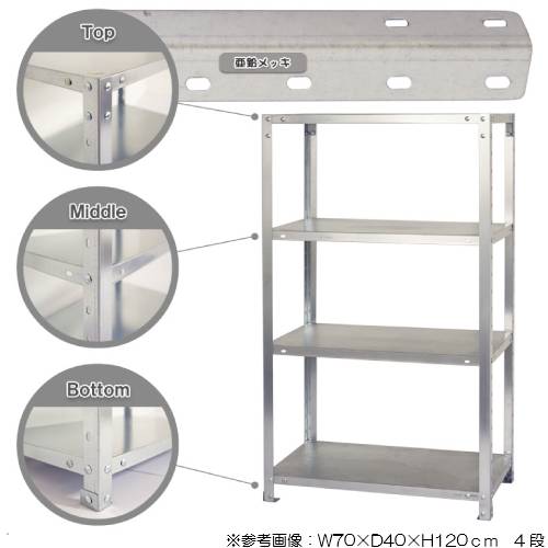 スチールラック 幅45×奥行20×高さ120cm 4段 40kg/段 軽量ラック NSTR