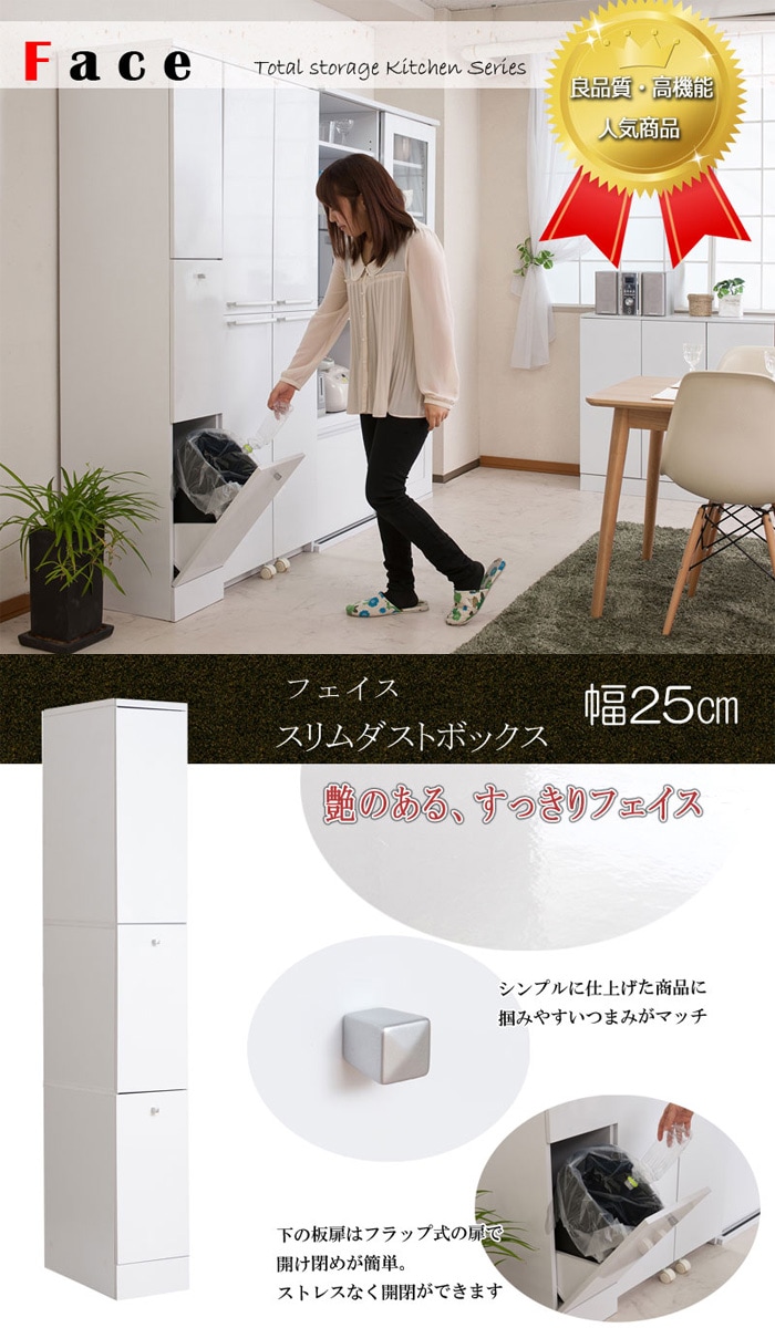 ゴミ箱 幅25cm ホワイト ごみ箱 ダストボックス FY-0050（商品番号：15